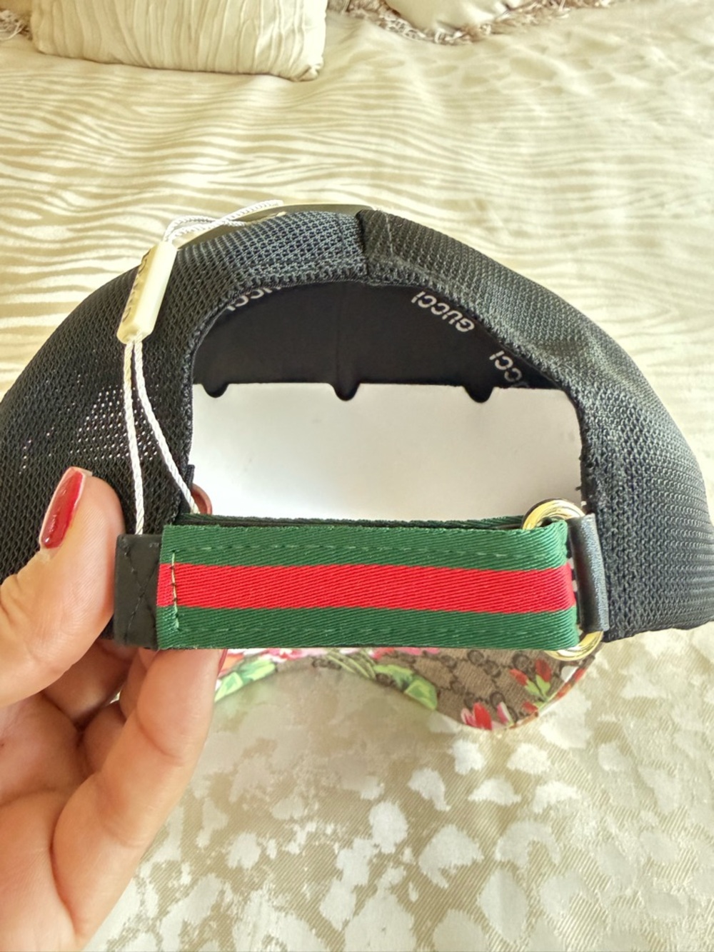 Gucci Floral GG Canvas Baseball Cap - Pink, Green & Coral - Picture 6 of 7